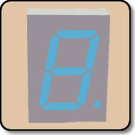 7 Segment Blue LED Gray Background -  Single 1.0 Inch (24mm x 34mm) Cathode