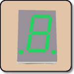 7 Segment Green LED Gray Background - Single 0.8 Inch (20mm x 27.7mm) Cathode