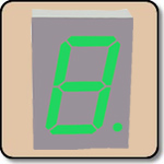 7 Segment Green LED Gray Background - Single 1.0 Inch (24mm x 34mm) Cathode