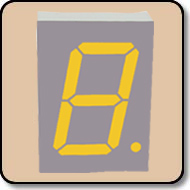 7 Segment Yellow LED Gray Background -  Single 1.0 Inch (22.5mm x 33mm) Anode