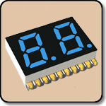 SMD 7 Segment Blue LED Display -  Double Digit 0.28 Inch (7.0mm) Anode