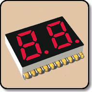 SMD 7 Segment Red LED Display -  Double Digit 0.4 Inch (10.16mm) Anode