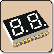 SMD 7 Segment White LED Display -  Double Digit 0.28 Inch (7.0mm) Anode