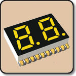 SMD 7 Segment Yellow LED Display -  Double Digit 0.28 Inch (7.0mm) Anode