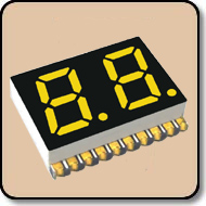 SMD 7 Segment Yellow LED Display -  Two Digit 0.4 Inch (10.16mm) Cathode