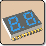 SMD 7 Segment Blue LED Gray Background -  Double Digit 0.4 Inch (10.16mm) Cathode 