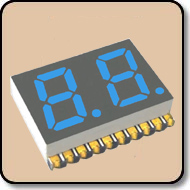 SMD 7 Segment Blue LED Gray Background -  Two Digit 0.4 Inch (10.16mm) Anode