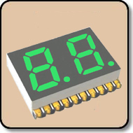 SMD 7 Segment Green LED Gray Background -  Double Digit 0.28 Inch (7.0mm) Cathode 