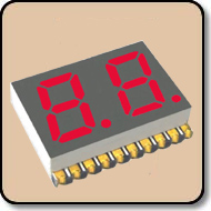 SMD 7 Segment Red LED Gray Background -  Two Digit 0.3 Inch (7.62mm) Anode