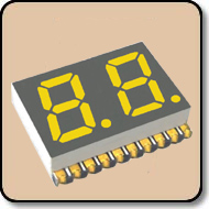SMD 7 Segment Yellow LED Gray Background -  Two Digit 0.28 Inch (7.0mm) Anode