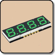 SMD 7 Segment Green LED Display -  Four Digit 0.3 Inch (7.62mm) Cathode