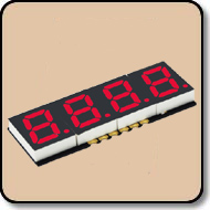 SMD 7 Segment Red LED Display -  Four Digit 0.3 Inch (7.62mm) Anode