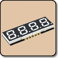 SMD 7 Segment White LED Display -  Four Digit 0.3 Inch (7.62mm) Cathode