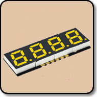 SMD 7 Segment Yellow LED Display -  Four Digit 0.3 Inch (7.62mm) Anode