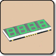 SMD 7 Segment Green LED Gray Background -  Four Digit 0.39 Inch (10.00mm) Cathode 