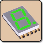 SMD 7 Segment Green LED Gray Background -  Single 0.39 Inch (10.00mm) Cathode 