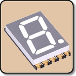 SMD 7 Segment White LED Gray Background -  Single 0.39 Inch (10.00mm) Cathode 