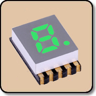 SMD 7 Segment Green LED Gray Background -  Single 0.28 Inch (7.0mm) Anode