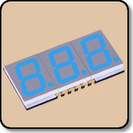 SMD 7 Segment Blue LED Gray Background -  Three Digit 0.2 Inch (5.08mm) Anode