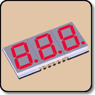 SMD 7 Segment Red LED Gray Background -  Three Digit 0.2 Inch (5.08mm) Anode