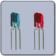 2mm x 5mm Rectangular Bicolor Blue & Red LED Diffused Cathode