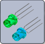 5mm Flat Top Green & Blue LED Milky Anode
