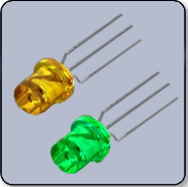 5mm Flat Top Green & Yellow LED Diffused Anode