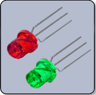 5mm Flat Top Green & Red LED Milky Diffused Anode