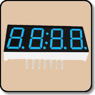 7 Segment Blue LED - Four Digit 0.28 inch (7.0mm) Anode