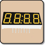 7 Segment Yellow LED - Four Digit 0.28 inch (7.0mm) Anode