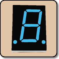 One Digit 0.8 Inch Blue LED Display  - Black Face Cathode