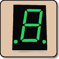 One Digit 0.8 Inch 7 Segment Green LED Display -  Black Surface Anode