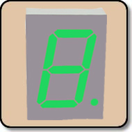 7 Segment Green LED Gray Background - Single 1.0 Inch (22.5mm x 33mm) Cathode