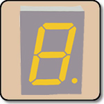  7 Segment Yellow LED Gray Background - Single 1.0 Inch (22.5mm x 33mm) Cathode