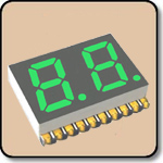 SMD 7 Segment Green LED Gray Background -  Double 0.39 Inch (10.00mm) Cathode 