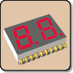 SMD 7 Segment Red LED Gray Background -  Double 0.39 Inch (10.00mm) Cathode 