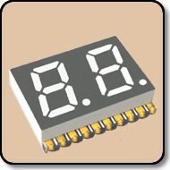 SMD 7 Segment White LED Gray Background -  Two Digit 0.4 Inch (10.16mm) Anode