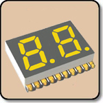SMD 7 Segment Yellow LED Gray Background -  Double 0.39 Inch (10.00mm) Anode