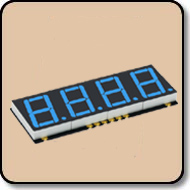 SMD 7 Segment Blue LED Display -  Four Digit 0.39 Inch (10.00mm) Anode