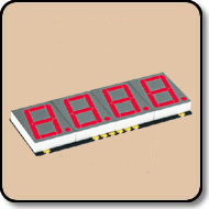 SMD 7 Segment Red LED Gray Background -  Four Digit 0.39 Inch (10.00mm) Anode