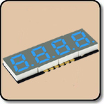 SMD 7 Segment Blue LED Gray Background -  Four Digit 0.3 Inch (7.62mm) Anode