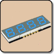 SMD 7 Segment Blue LED Gray Background -  Four Digit 0.3 Inch (7.62mm) Cathode 