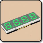 SMD 7 Segment Green LED Gray Background -  Four Digit 0.2 Inch (5.08mm) Cathode 