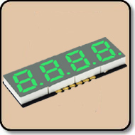 SMD 7 Segment Green LED Gray Background -  Four Digit 0.2 Inch (5.08mm) Anode