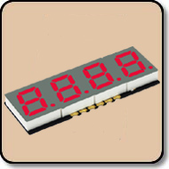 SMD 7 Segment Red LED Gray Background -  Four Digit 0.3 Inch (7.62mm) Anode