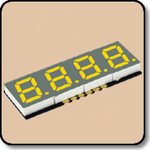 SMD 7 Segment Yellow LED Gray Background -  Four Digit 0.3 Inch (7.62mm) Anode