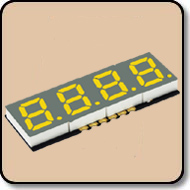 SMD 7 Segment Yellow LED Gray Background -  Four Digit 0.3 Inch (7.62mm) Cathode 