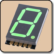 SMD 7 Segment Green LED Display -  Single 0.8 Inch (20.30mm) Anode
