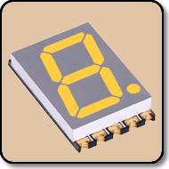 SMD 7 Segment Yellow LED Gray Background -  Single 0.56 Inch (14.20mm) Cathode