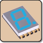 SMD 7 Segment Blue LED Gray Background -  Single 0.4 Inch (10.16mm) Cathode 